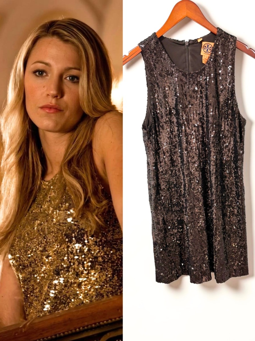 RARE Serena Van Der Woodsen Gossip Girl Pilot Episode Sequin Dress Y2K Alt Brown
